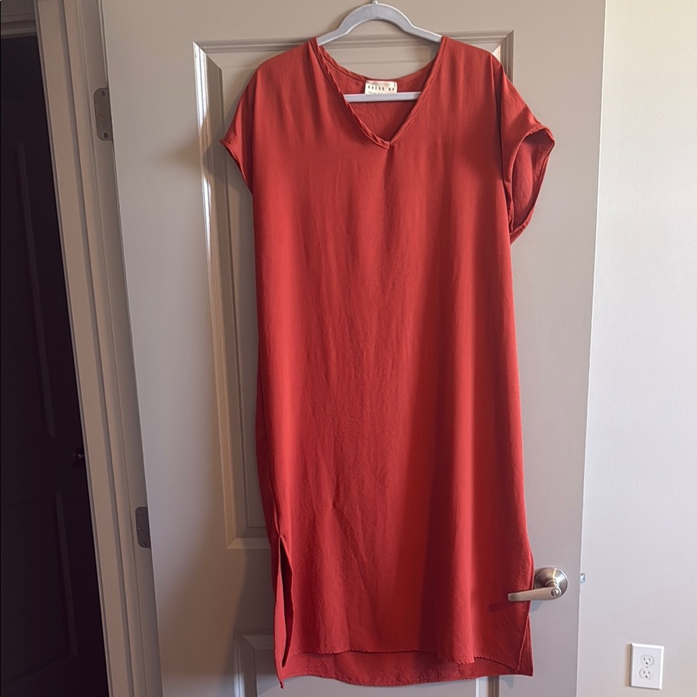 Dress Up Rust Orange V-Neck Dress